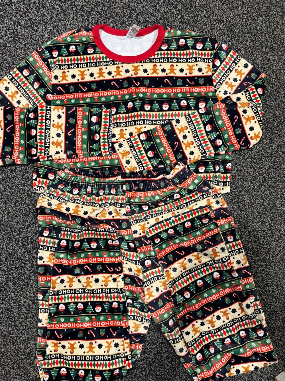 Holiday Pajama Set - Red & Green Festive Print